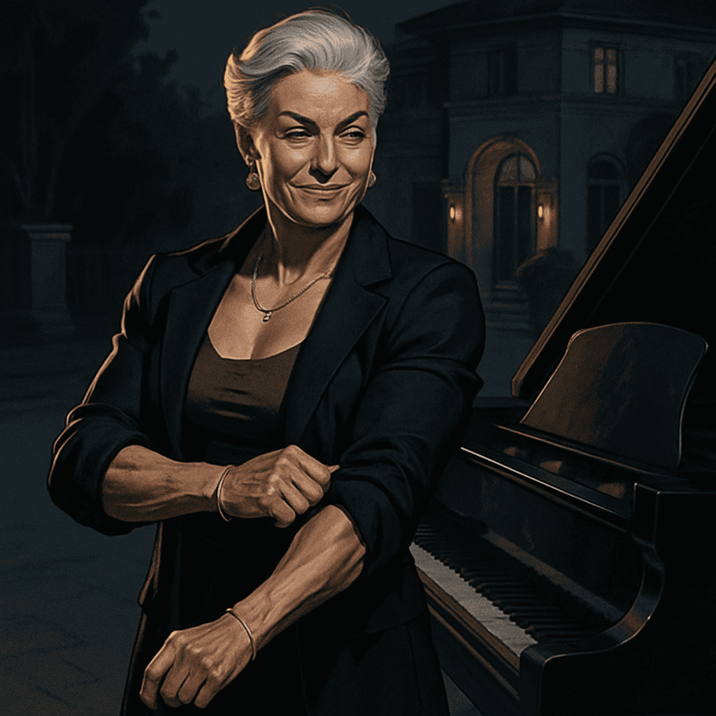 Grandma rolls up her sleeves.